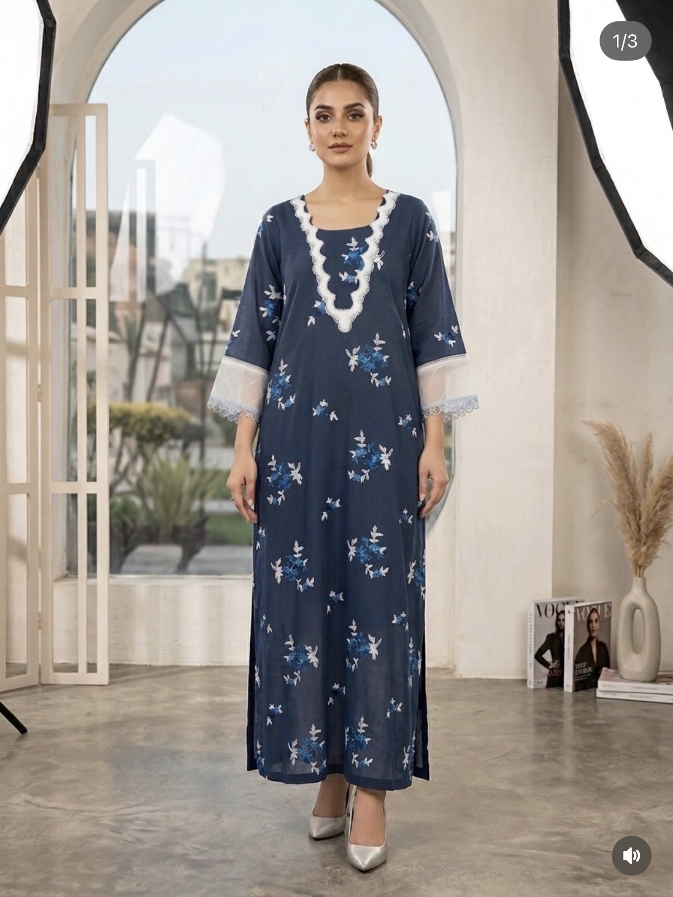 It’s a 3piece embroidered suit short and long with white trouser and white dubbata