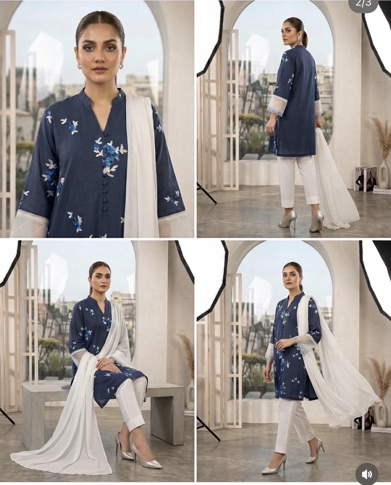 It’s a 3piece embroidered suit short and long with white trouser and white dubbata - view 2