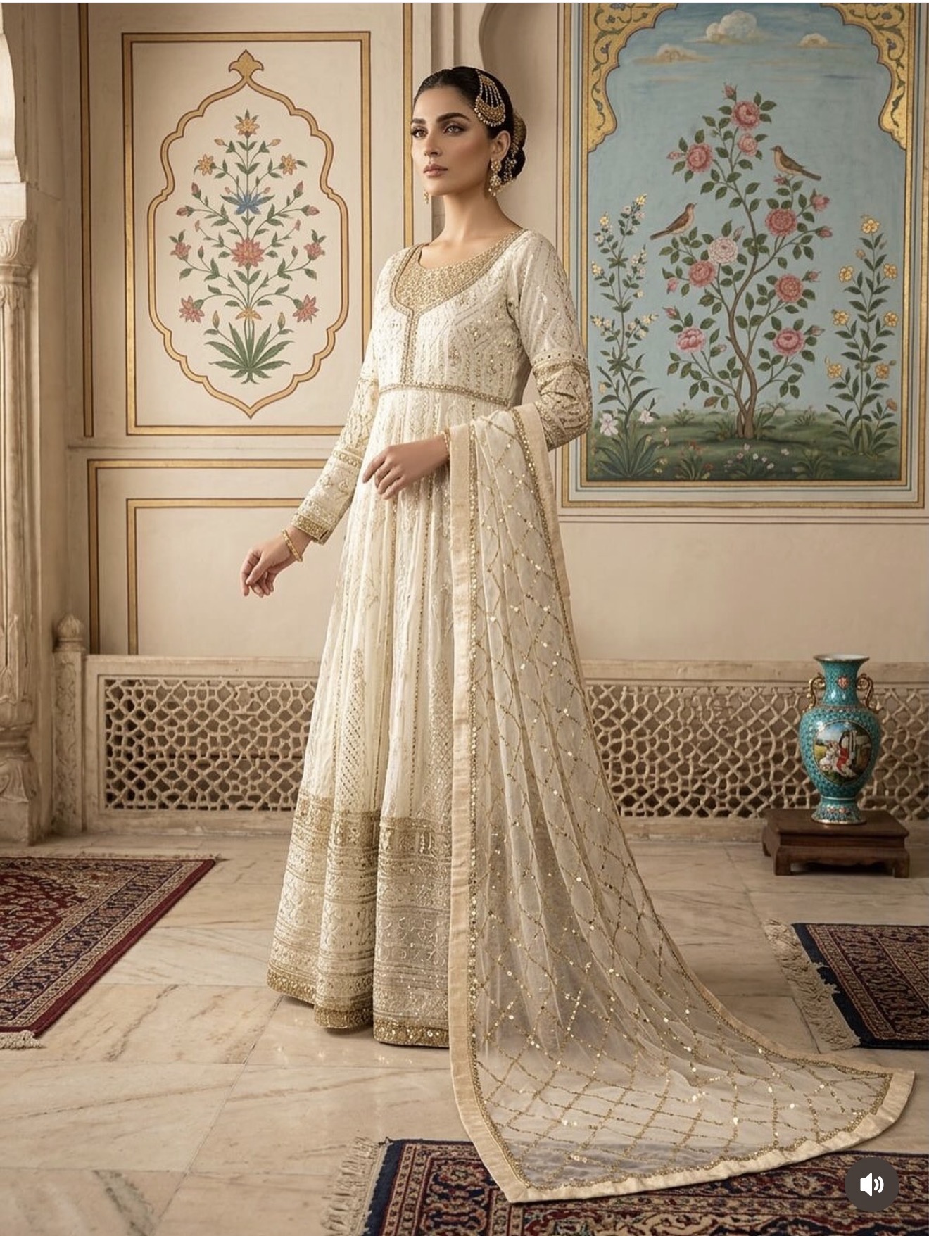 It’s full detail work pure shiffon frok with organza deatail work dubbata
