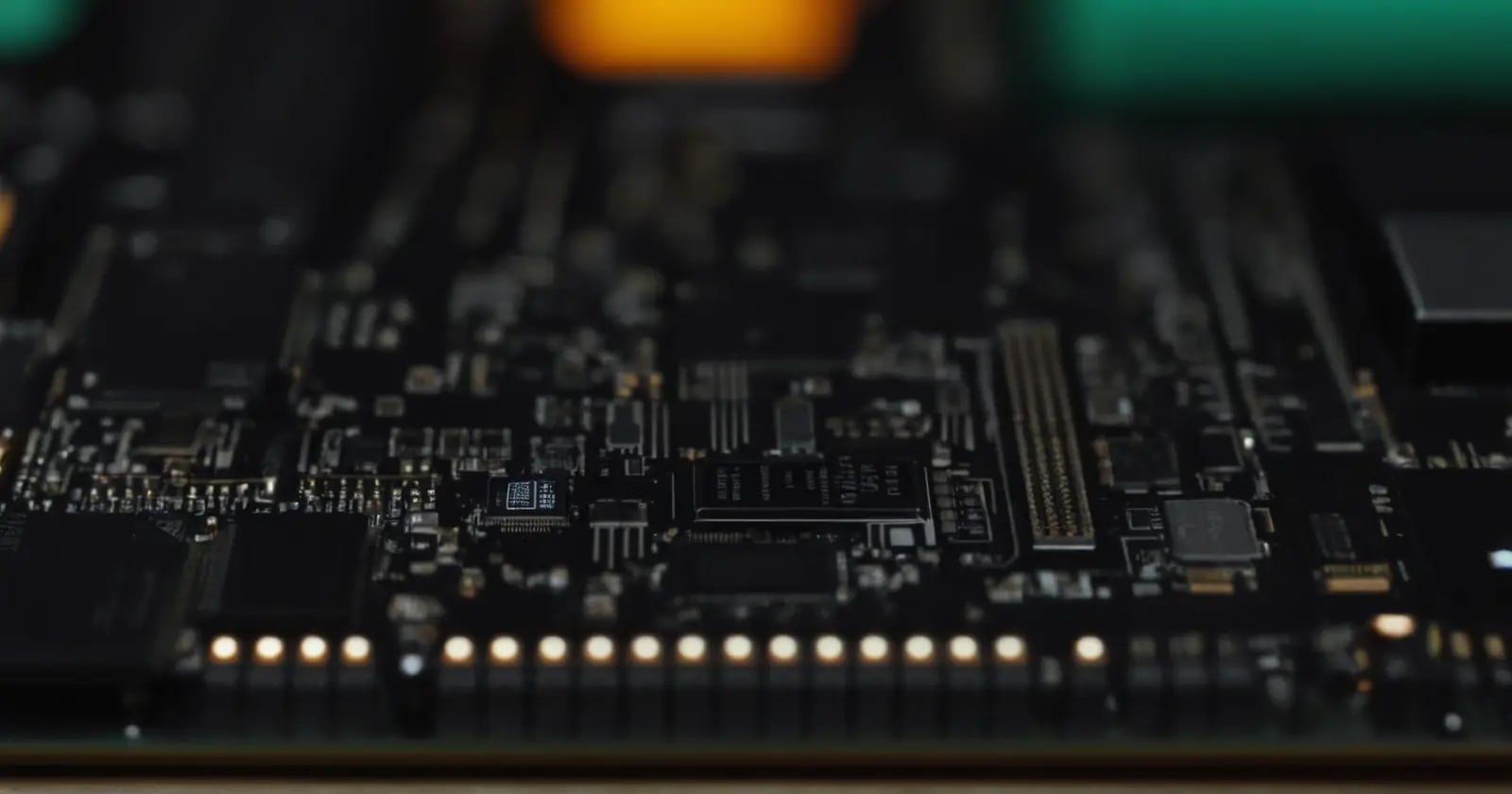 Vista detallada de un chip nand flash con diagrama de nivelación y placa circuital diagnosis