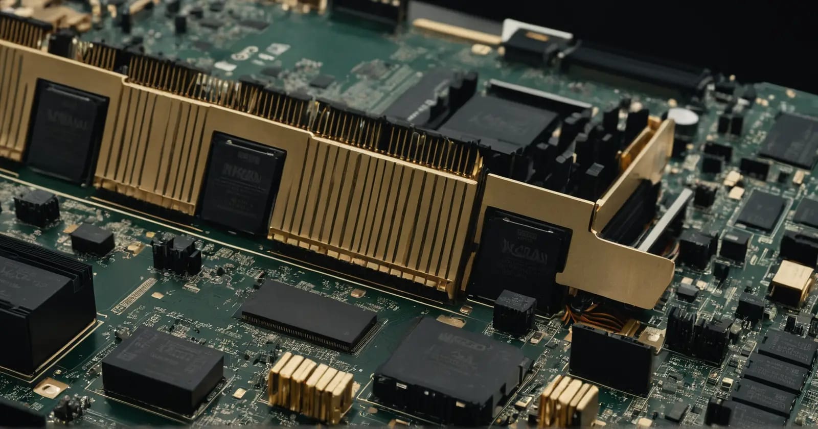 Vista detallada de la motherboard con ranuras pcie y el chipset que gestionan los componentes del sistema