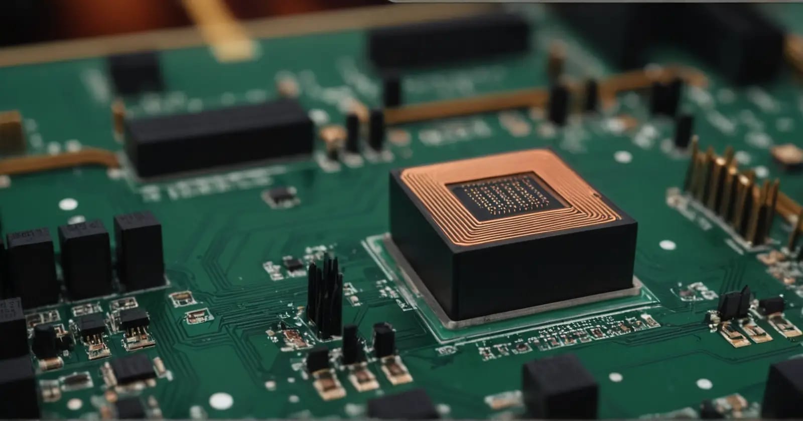 Vista de la placa base mostrando el chipset y los conectores de periféricos en detalle