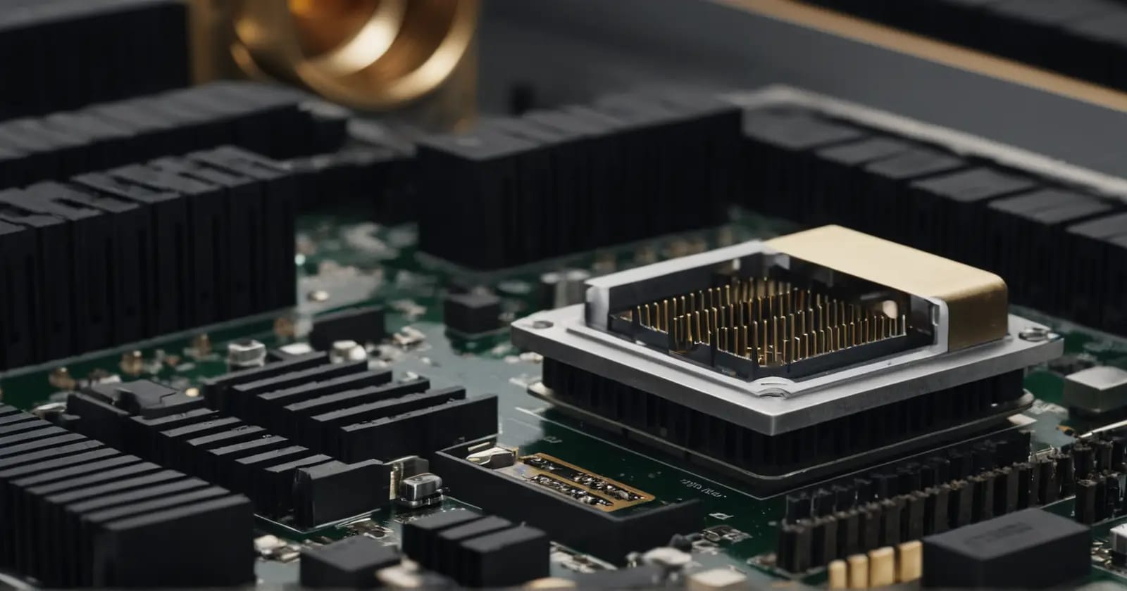 Vista de cerca del zócalo cpu y el conjunto de disipador que muestran su relación con la placa base