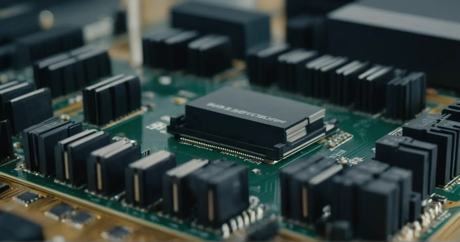 vista cercana de componentes de memoria ram y cpu en una placa base moderna