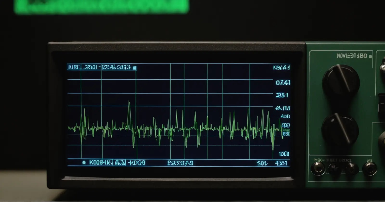 Vista amplificada de osciloscopio que muestra una transición lineal entre dos voltajes en un circuito electrónico
