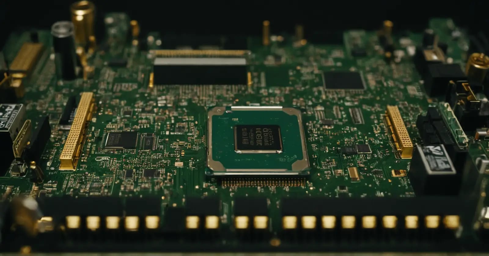 Un primer plano de la placa base mostrando el chip TPM 2.0 de seguridad y sus conexiones circundantes