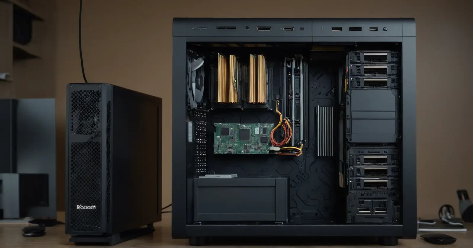 Se inserta un pendrive con la actualización de bios en la placa base de una torre de pc