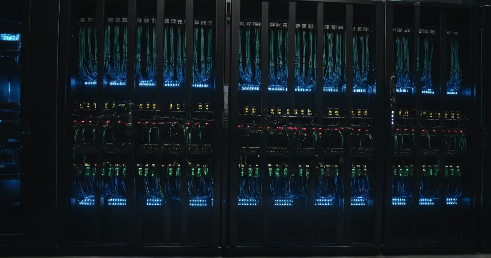 Rack de servidores modular con switches y cableado organizado para gestionar el hardware