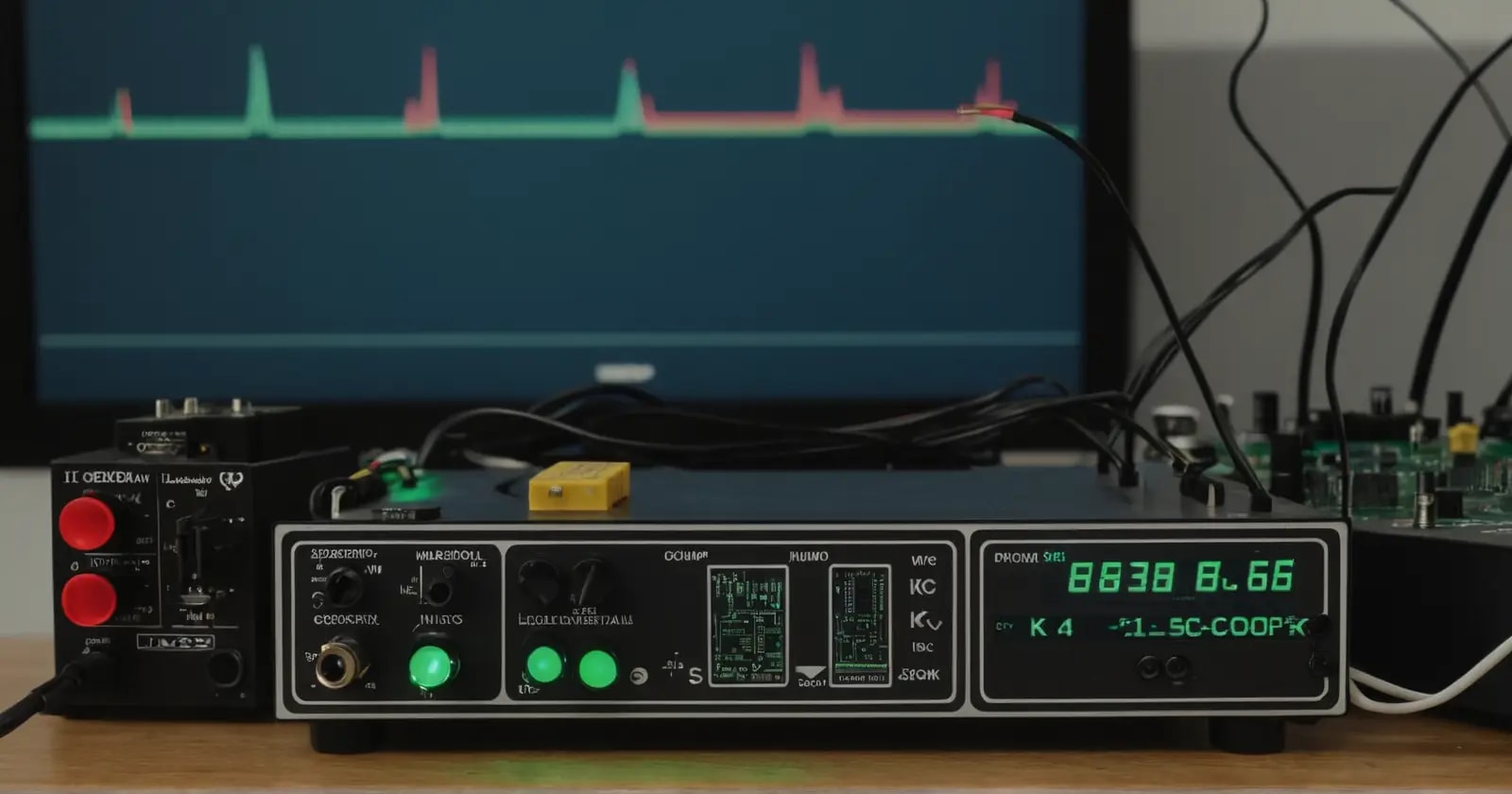raccordement de la protoboard con microcontrolador y sensores para visualizar trenes de ondas SPI en osciloscopio