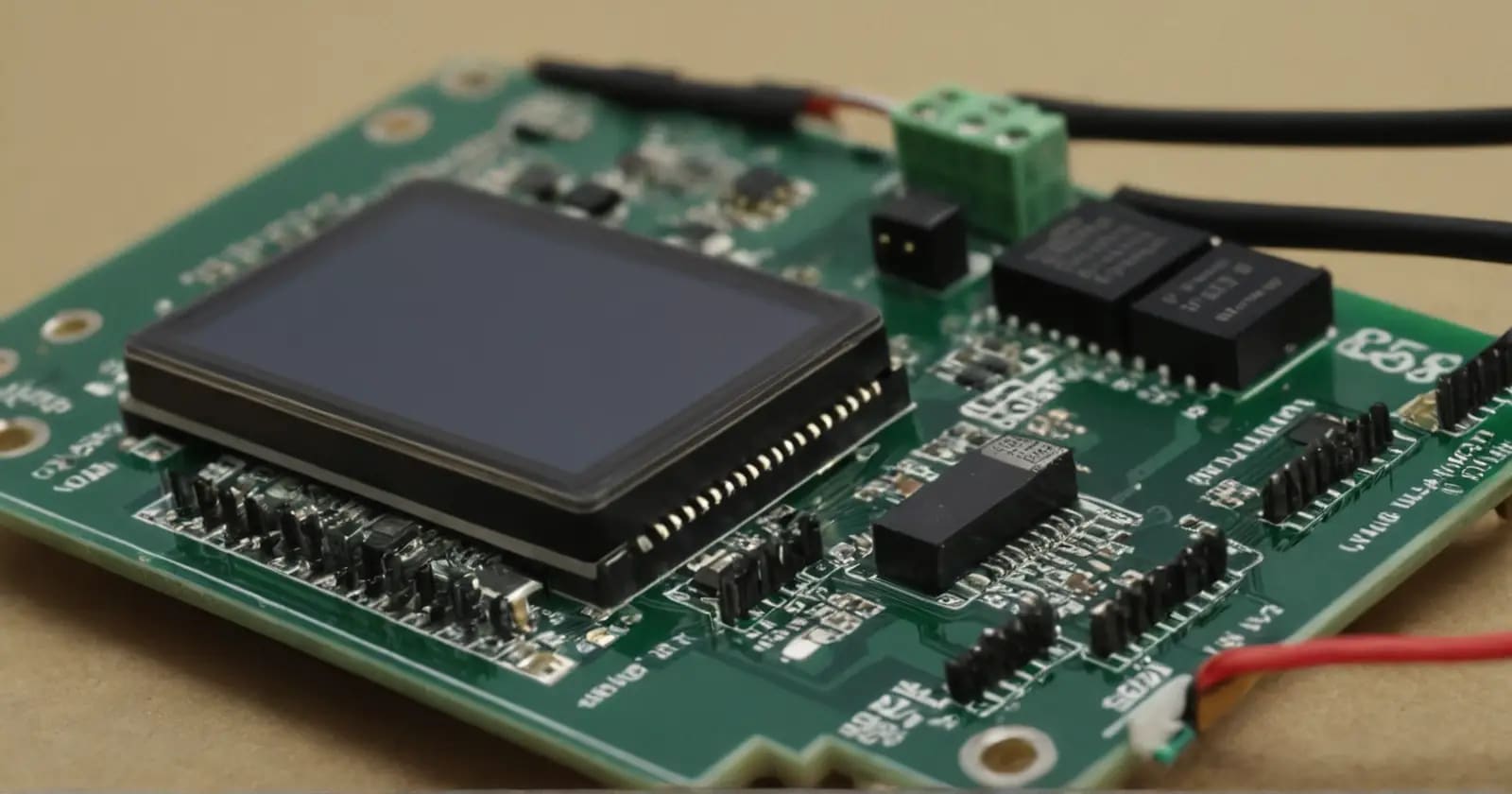 Protoboard con microcontrolador conectando un módulo gps y pantalla por líneas de datos i2c o spi