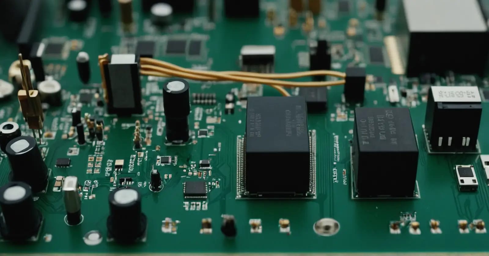 Primer plano de una placa con componentes i2s y pines para la transmisión de datos digitales de audio
