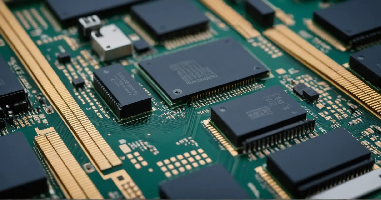 Primer plano de una placa base moderna mostrando múltiples ranuras ddr5 para el direccionamiento avanzado de datos