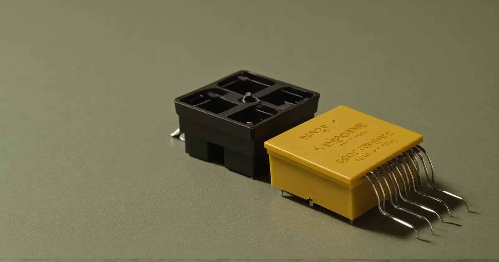 Primer plano de un chip EPROM beige en su socket, listo para ser examinado o manipulado con pinzas