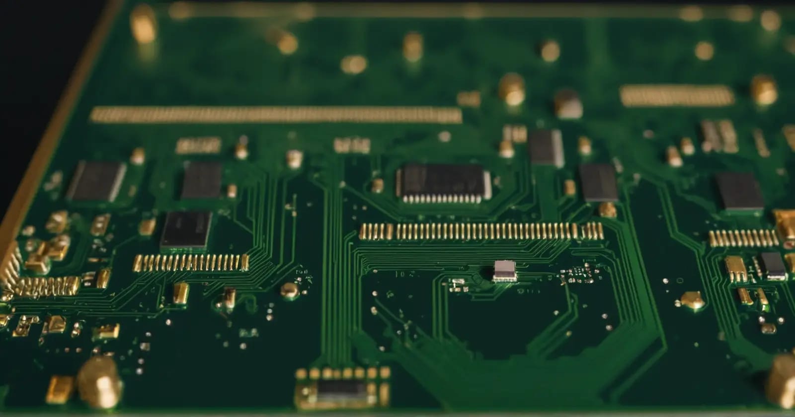 Primer plano de un chip de memoria flash nor sobre una placa de circuito verde