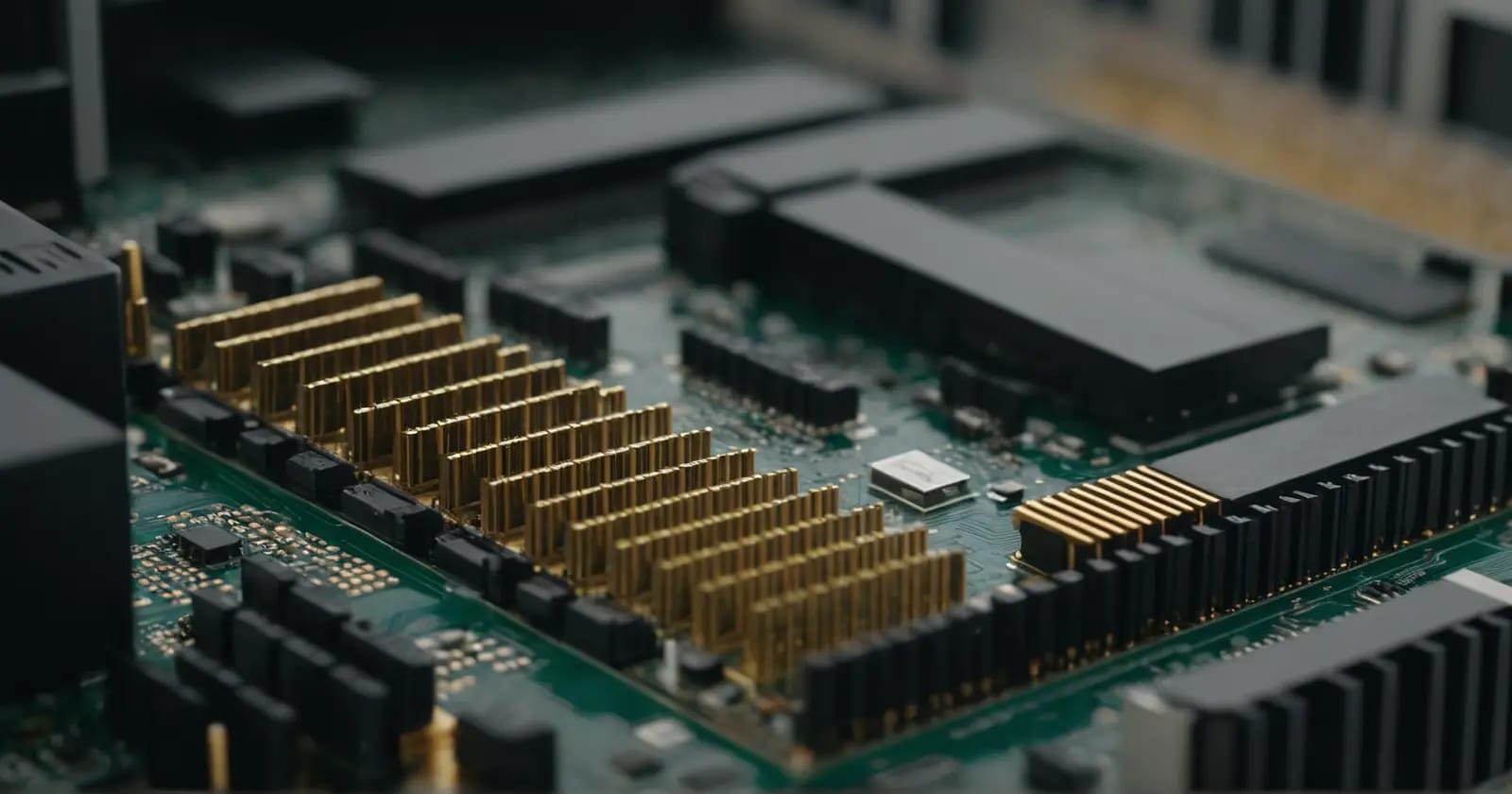 Primer plano de módulos de memoria ram y pines del cpu en una placa base para visualizar transferencias de datos