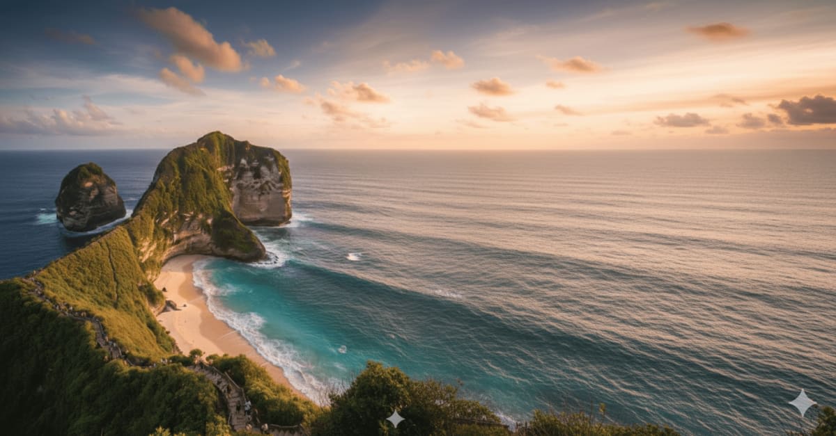 Tebing Kelingking Beach di Nusa Penida dilihat dari titik pandang atas