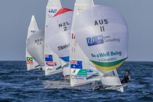 Belcher and Ryan lead the 470 fleet in Rio. Photo Jesus Renedo/Sailing Energy/ISAF.