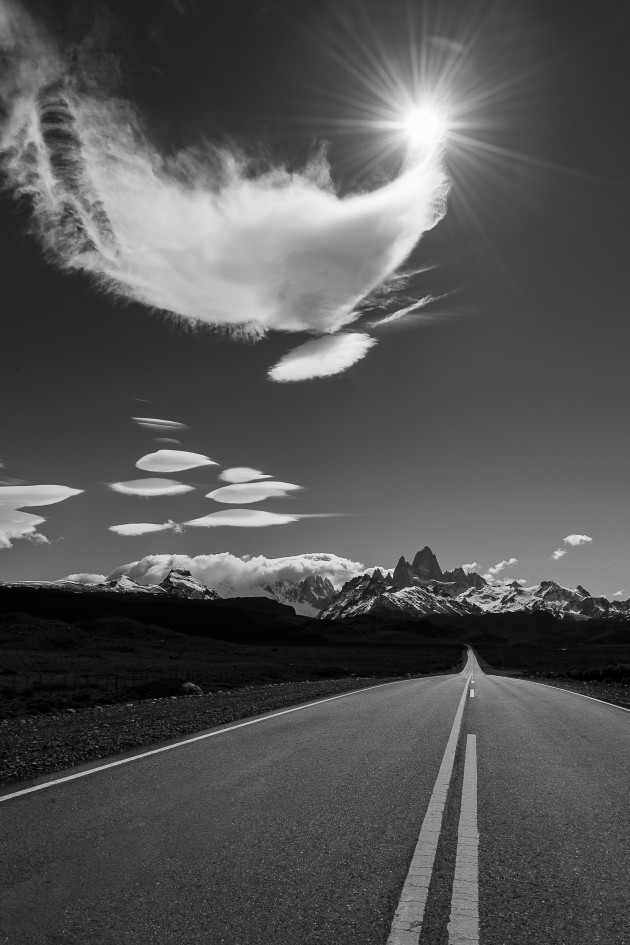 Cerro Fitzroy in Patagonia can be shot at any time of the day. We are often up before sunrise for that special light, although this one is one of my favourite images taken in the afternoon. On this occasion, the cloud added an extra creative touch and I waited for it to just cover the sun. 14-24mm lens @ 24mm, 1/500s @ f11. EV to minus 0.5, ISO 200.