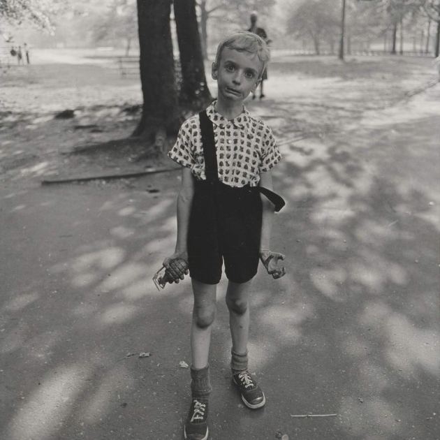 Child with toy hand grenade in Central Park, NYC, by Diane Arbus. Image courtesy National Gallery of Australia.