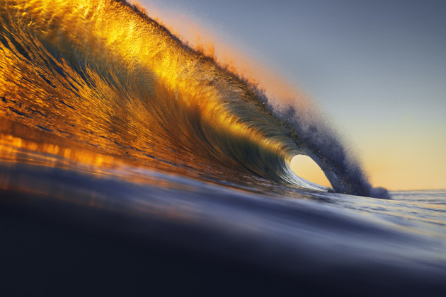 Overhead sets, light offshore winds, and a clear horizon with a rich setting sun. All came together as I swam in the waters off Perth. Sony A7R, Zeiss 24-70mm @ 51mm, 1/1000sec @ f7.1, ISO 1000. Aquatech housing.