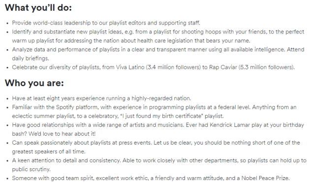 spotify job ad