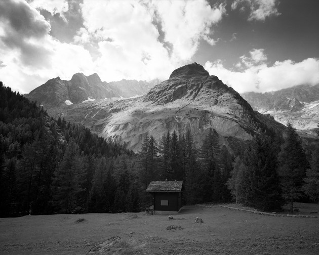 Cabane, Tour du Mont Blanc 2015. 20 x 24 inch Silver Gelatin Print. 
© Tom Goldner, The Fox Darkroom & Gallery.