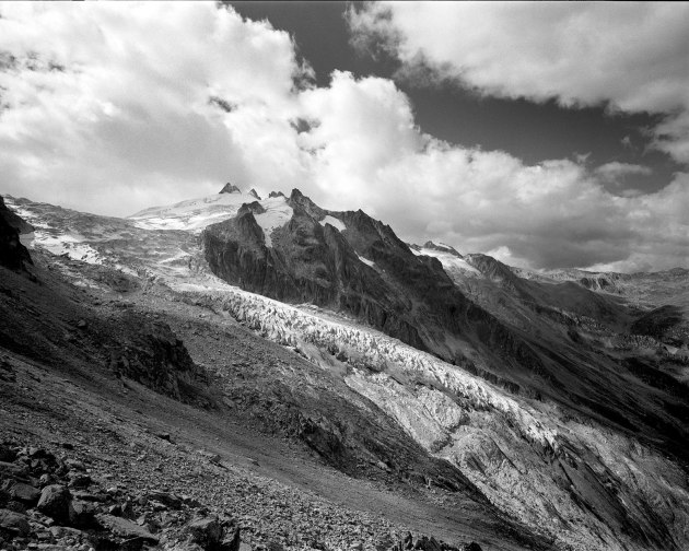 Glacier, Tour du Mont Blanc 2015. 20 x 24 inch Silver Gelatin Print. © Tom Goldner, The Fox Darkroom & Gallery.