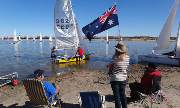 what does the lake eyre yacht club slogan mean