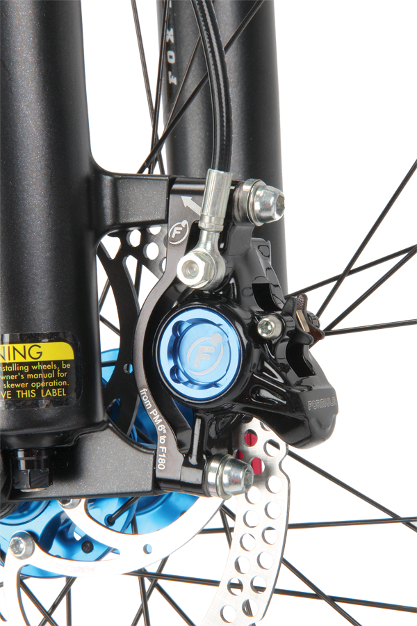 Once you get past the really solid lever feel and give them time to bed in, the Formula brakes offer tons of power.
