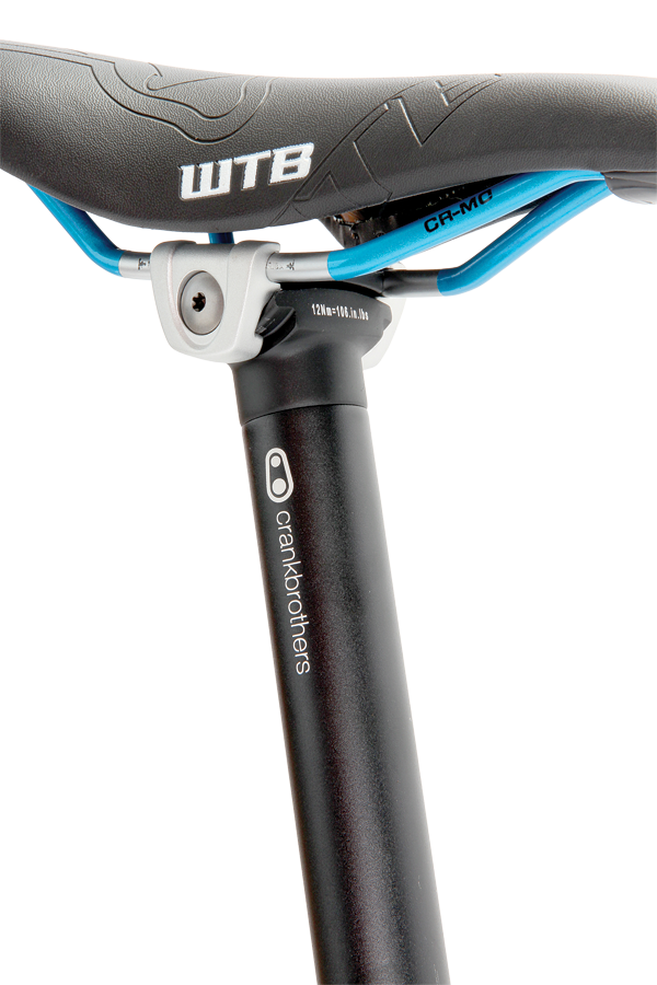 Even the saddle rails are anodised blue to match the other accessories.