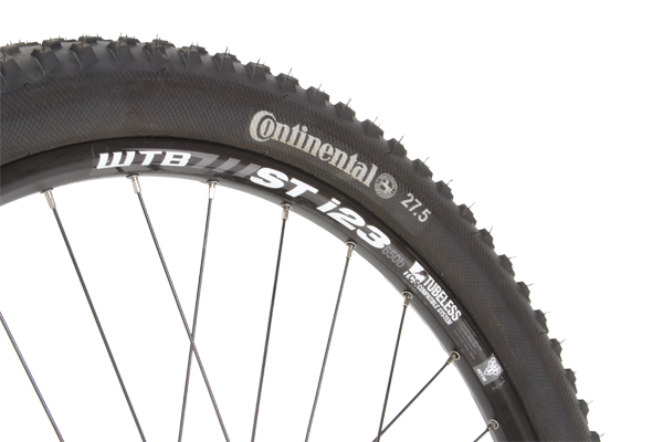 The WTB rims are wide enough to support the tyres at low pressures and they convert to tubeless easily.