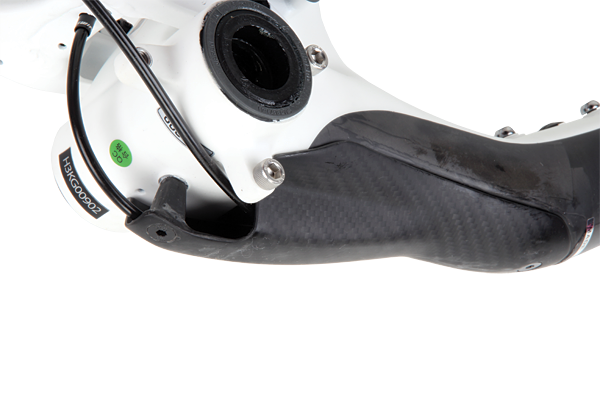You’ll find a large opening concealed behind the down tube protector that makes the internal cable routing relatively easy to deal with.