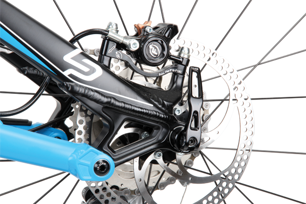 Chunky and robust thru-axle equipped drop-outs help to keep the rear end feeling tight and precise.