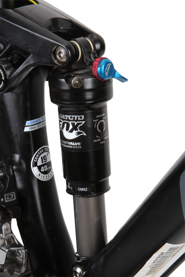 In stock form we found the rear suspension too linear. Thankfully Fox offers a range of volume spacers that make it easy to tune in a more progressive rate.