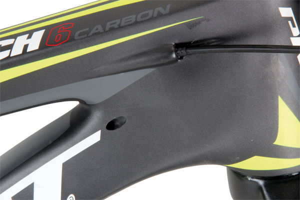 This small hole feeds down into the seat tube - it's just begging for a stealth-style dropper post!