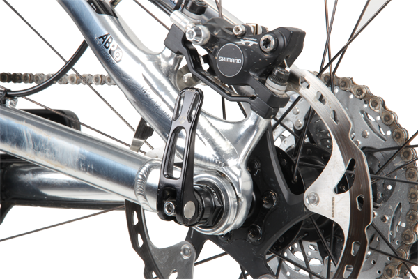 The APB rear pivot is tied together with a sturdy thru-axle.