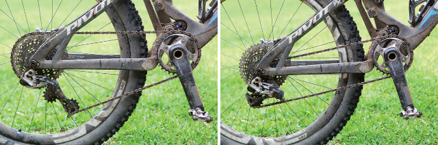 Offsetting the upper jockey wheel allows it to maintain a constant distance from the cassette.