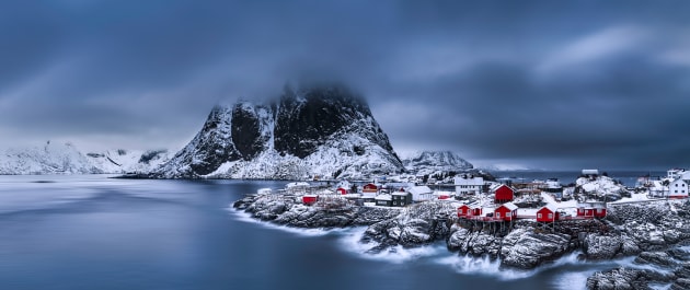The photo was taken in Lofoten Islands, Norway during my trip in March. Clouds were very dramatic when I was shooting. It began heavy raining just after I finished shooting. Five images stitched in photoshop. Copyright: © Jingshu Zhu, Australia, Commended, Open, Enhanced, 2017 Sony World Photography Awards.