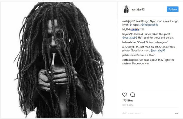 Rastafarian smoking a joint. © Donald Graham, but posted on the Instagram account of @rastajay92.