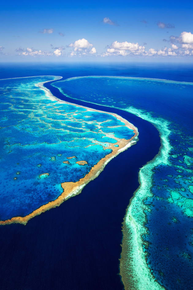 Hook and Hardy Reef, Great Barrier Reef, Queensland. A scenic flight over the Great Barrier Reef is a mind blowing experience. There are all sorts of colours that you can’t quite believe are real. I saw this channel between the two reefs and asked the pilot bring the helicopter high over the space between them. Sony A7R, Canon 16-35 f/4L @ 16mm, 1/1250 sec @ f/8, handheld