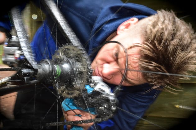 Wet weather means grit and grime ... Spend time to clean and check your bike following a ride in the rain. Image: Nat Bromhead.