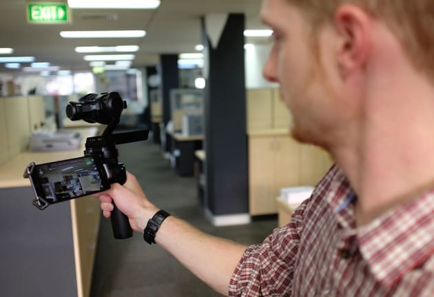 Mike O'Connor shoots with the Zenmuse X5R at the AP office.