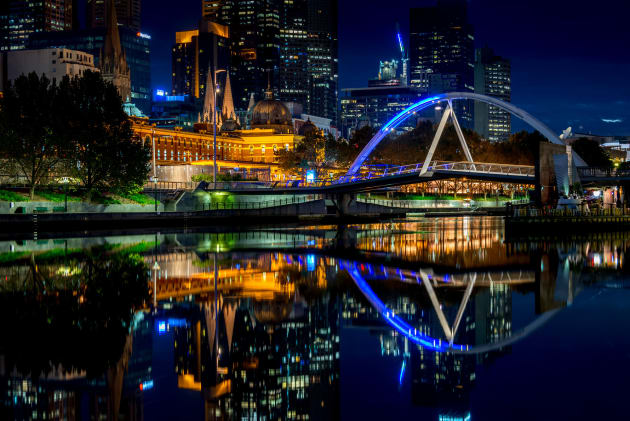 Yarra River in Melbourne just before dawn when the water was very still.