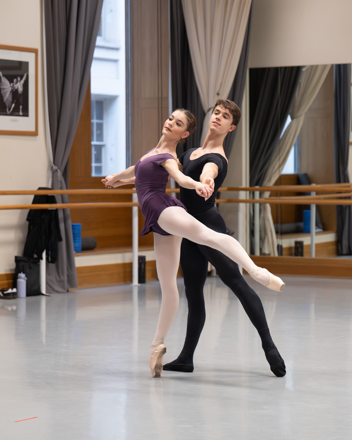 Dancers: Pre-professional Year students in class at The Royal Ballet School.