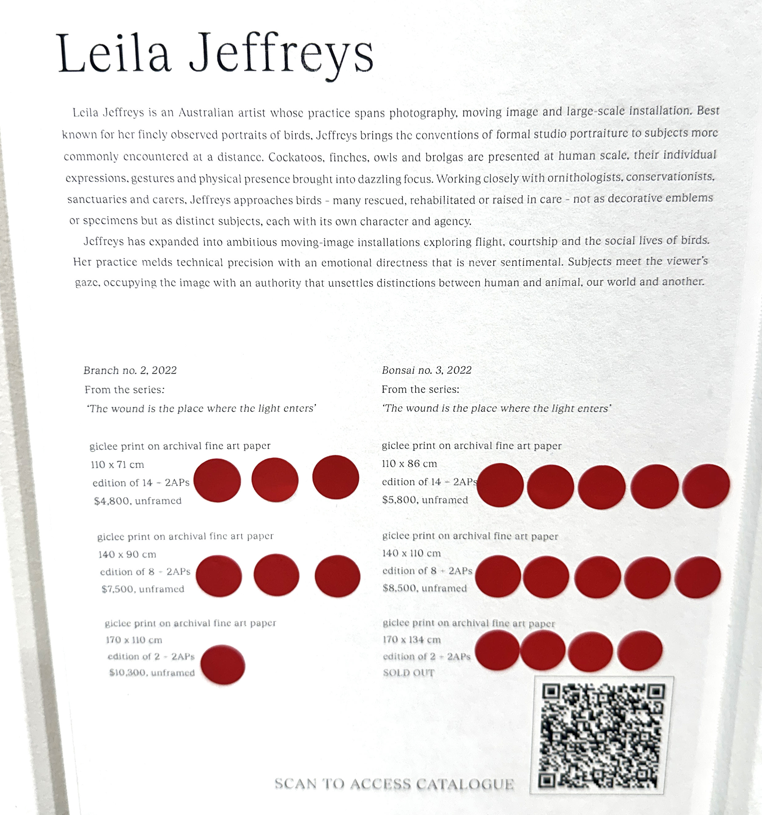 Leila Jeffreys work saw strong sales.