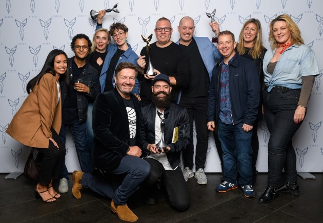 Siren Award winning team with Triple M breakfast host Lawrence Mooney