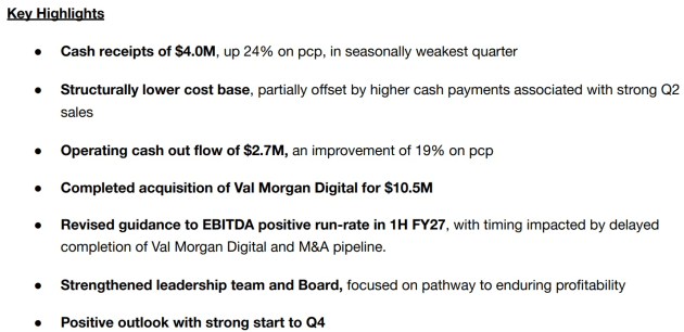 vinyl march quarter update lodged with asx in april 2026