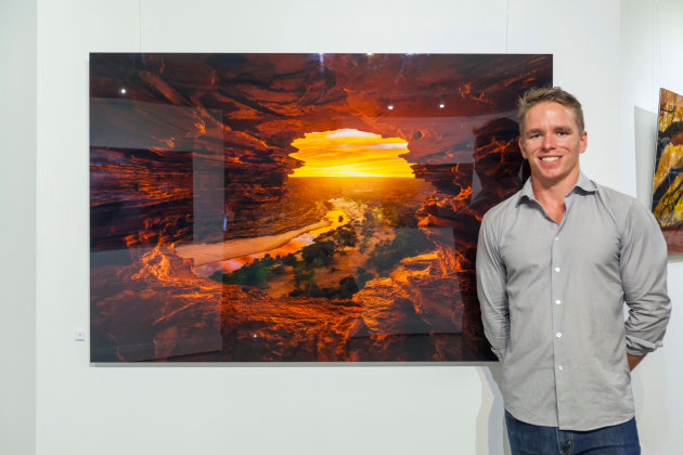 Dylan Fox, a Perth-based landscape shooter, sells work on the web but also encourages viewers to see his work in person in a gallery.