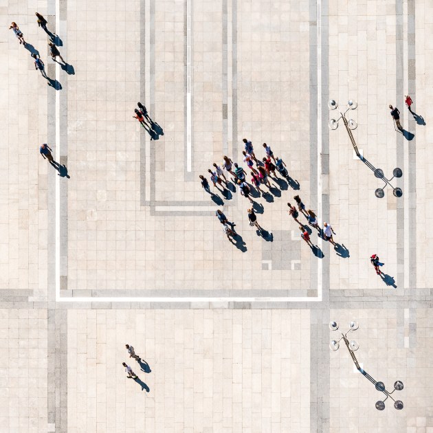 © Steve Scalone. Cologne Cathedral (Dom) square from above.