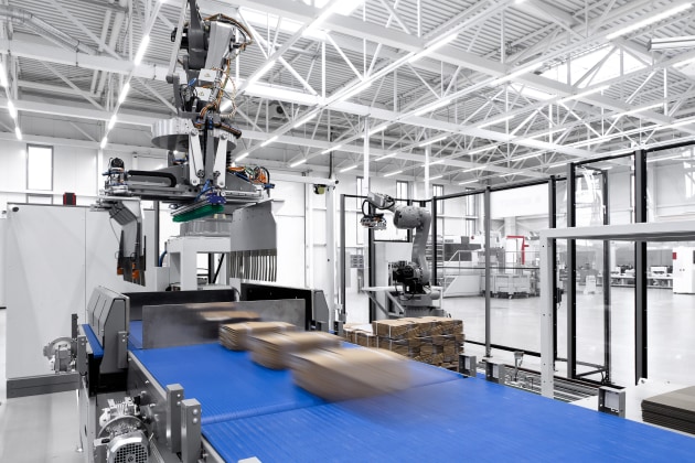 Bobst says robotics allows for the optimisation of the production workflow on converting lines.